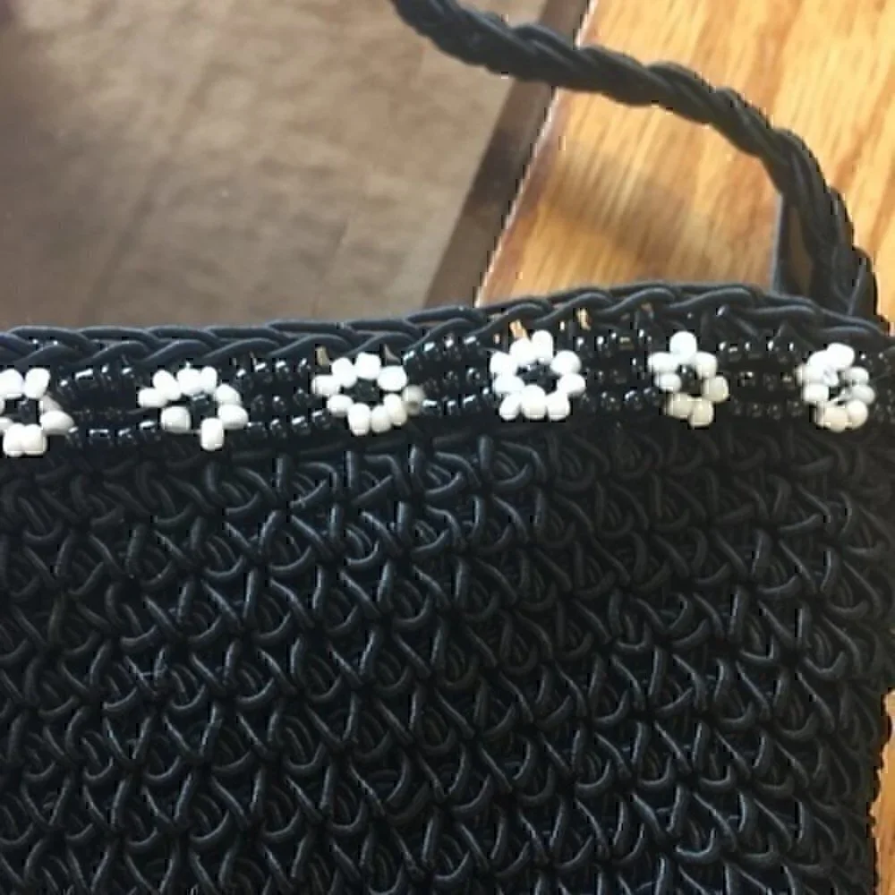 Little girls purse black and white beaded